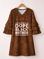 Dope Black Mom Stacked Ruffle Sleeve Dress