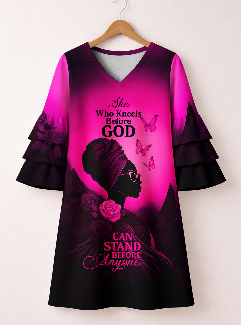 "Selah" Pink Stacked Ruffle Sleeve Dress