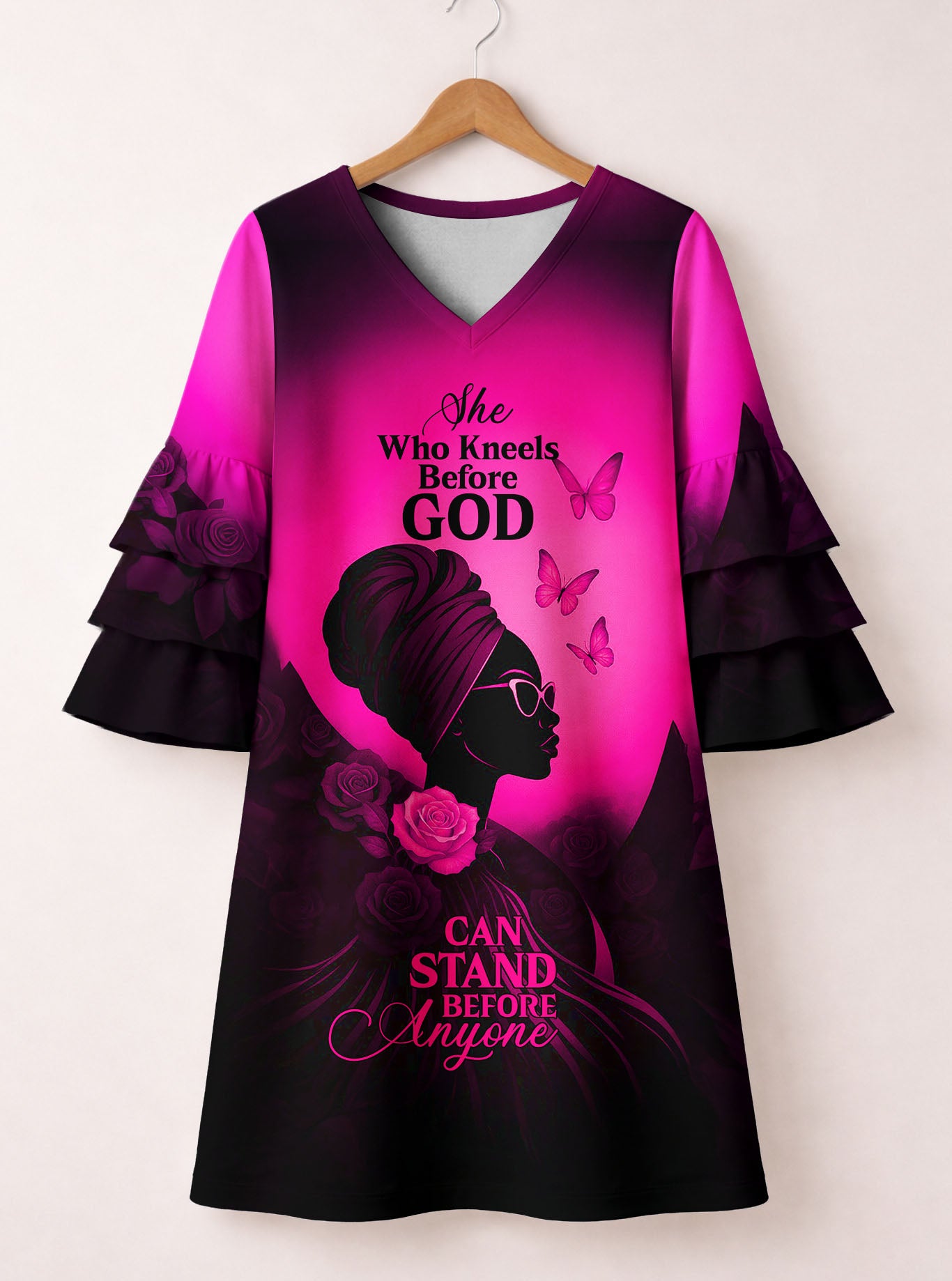 "Selah" Pink Stacked Ruffle Sleeve Dress