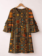 Afrocentric Pattern Stacked Ruffle Dress & Leggings Deal