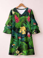 "Kitropiki" Stacked Ruffle Sleeve Dress