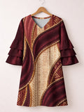 "Tapa" Stacked Ruffle Sleeve Dress