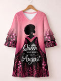 "August Queen Pink" Stacked Ruffle Sleeve Dress