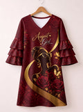 "August Girl Roses" Stacked Ruffle Sleeve Dress