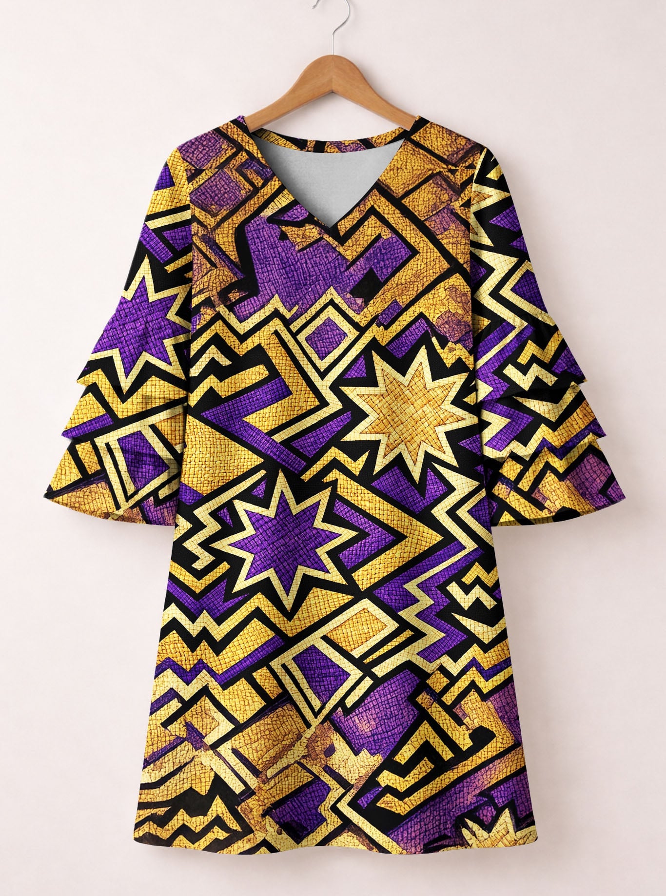 Sheba Stacked Ruffle Sleeve Dress
