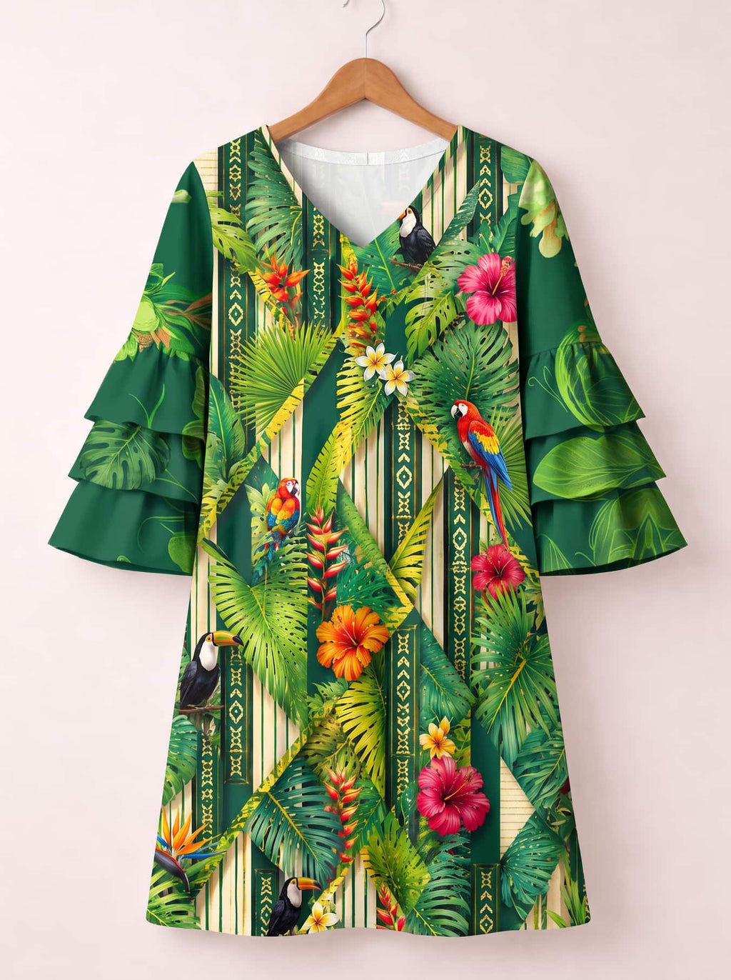 "Msitu" Stacked Ruffle Sleeve Dress