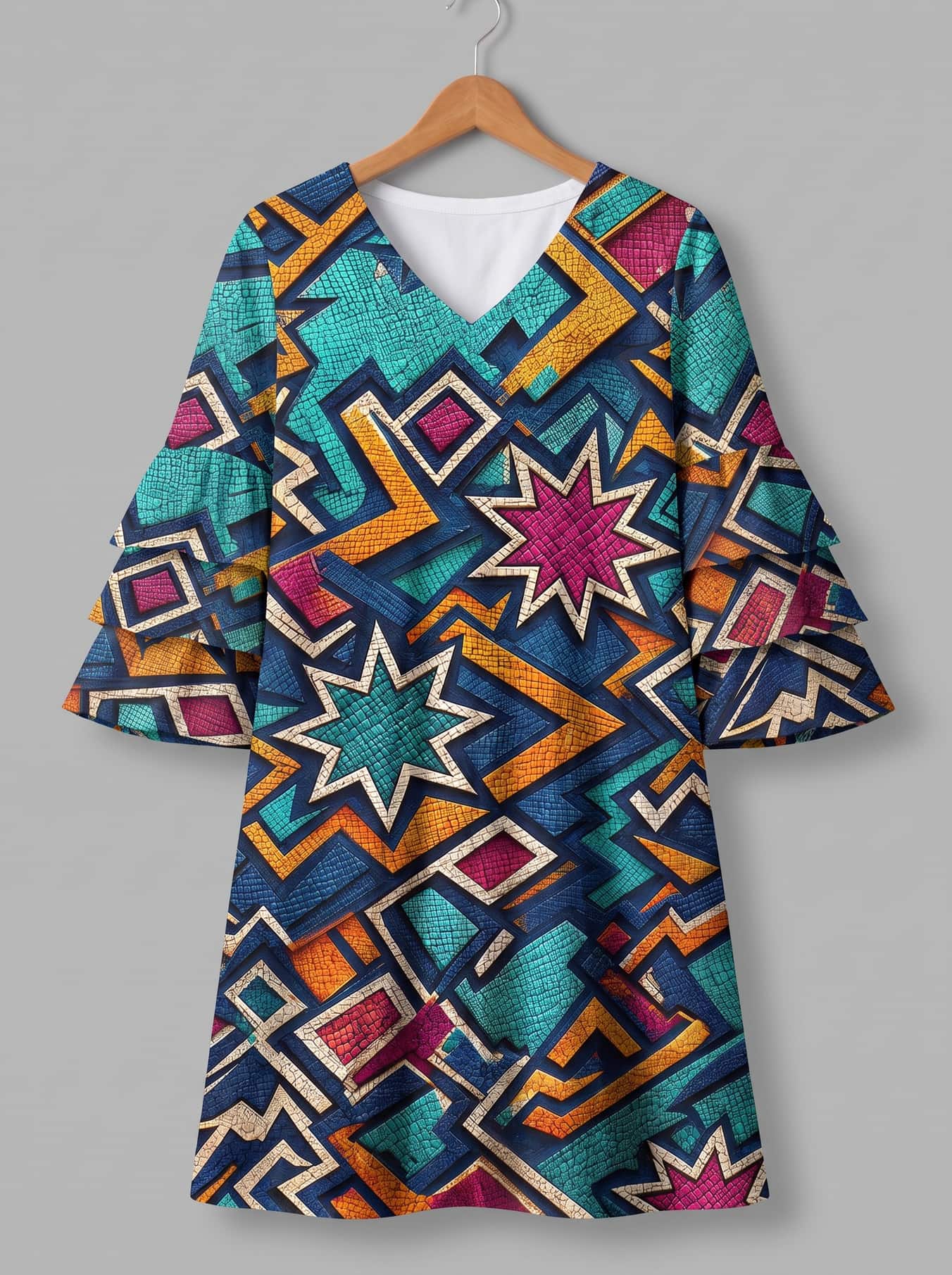 "Nuru" Stacked Ruffle Sleeve Dress