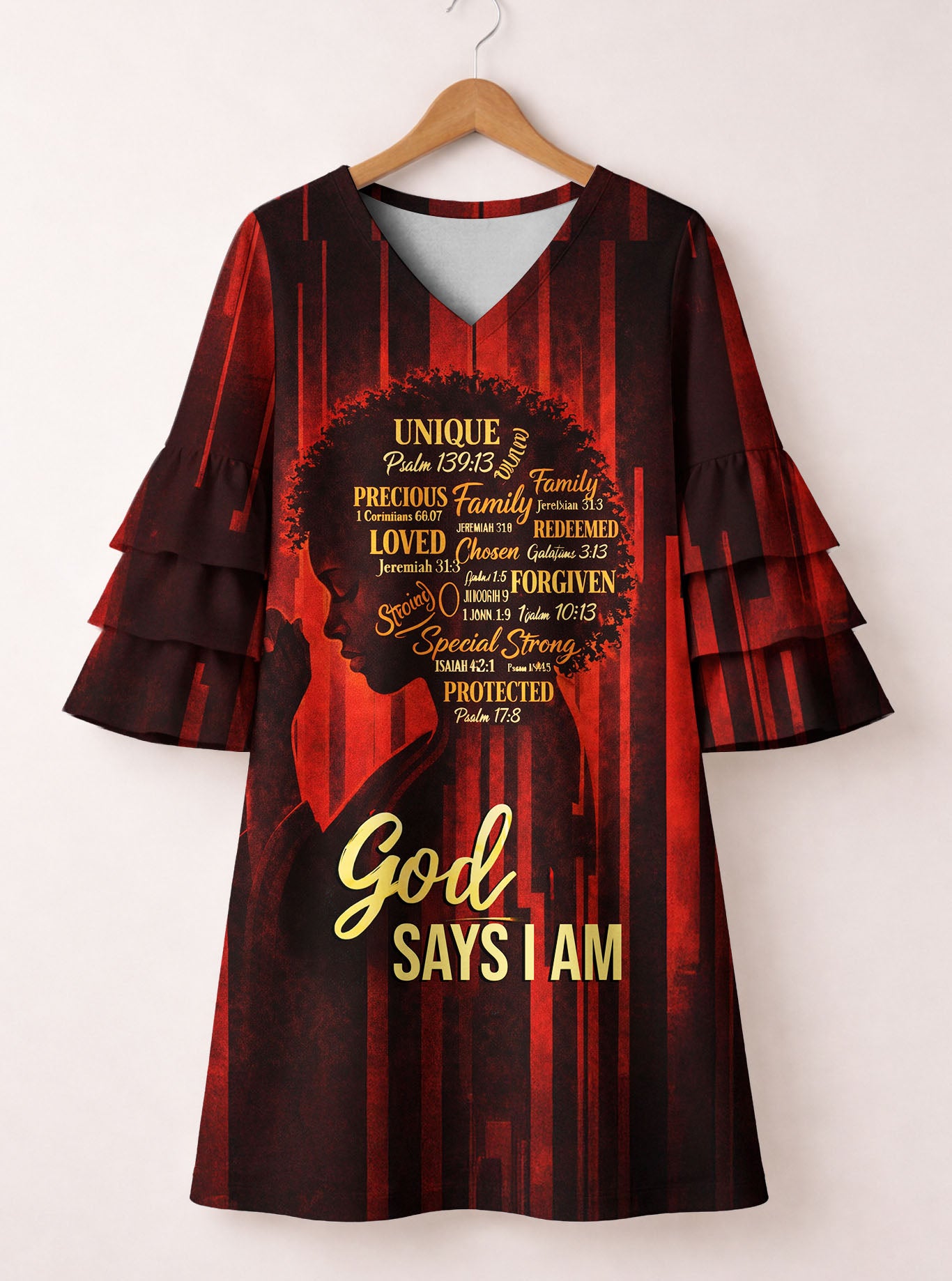 "Asante" Stacked Ruffle Sleeve Dress