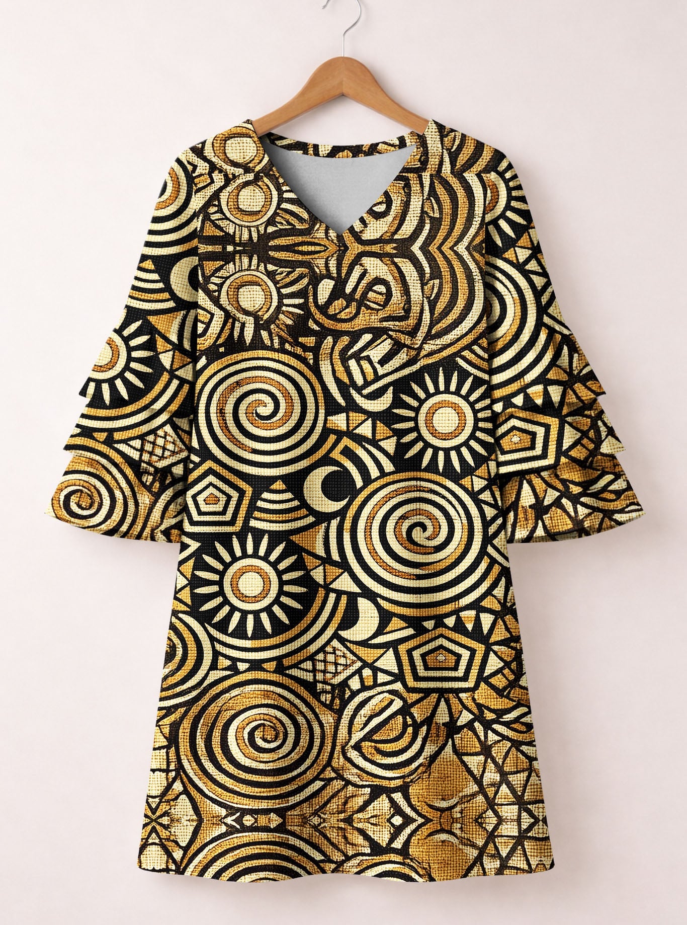 Sahara Stacked Ruffle Sleeve Dress