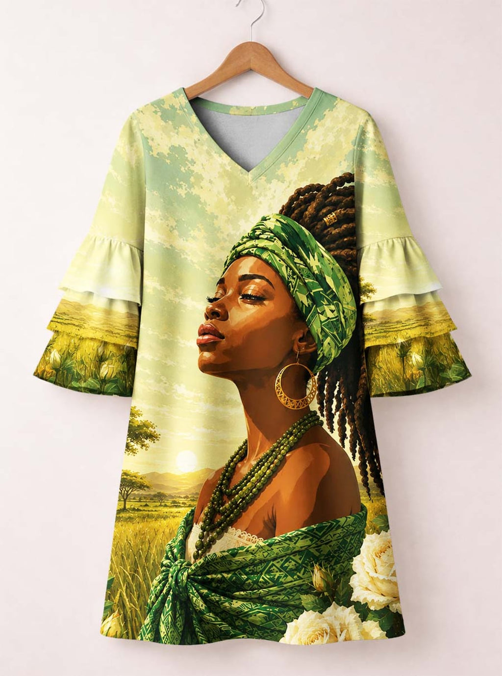 "Tulia" Stacked Ruffle Sleeve Dress