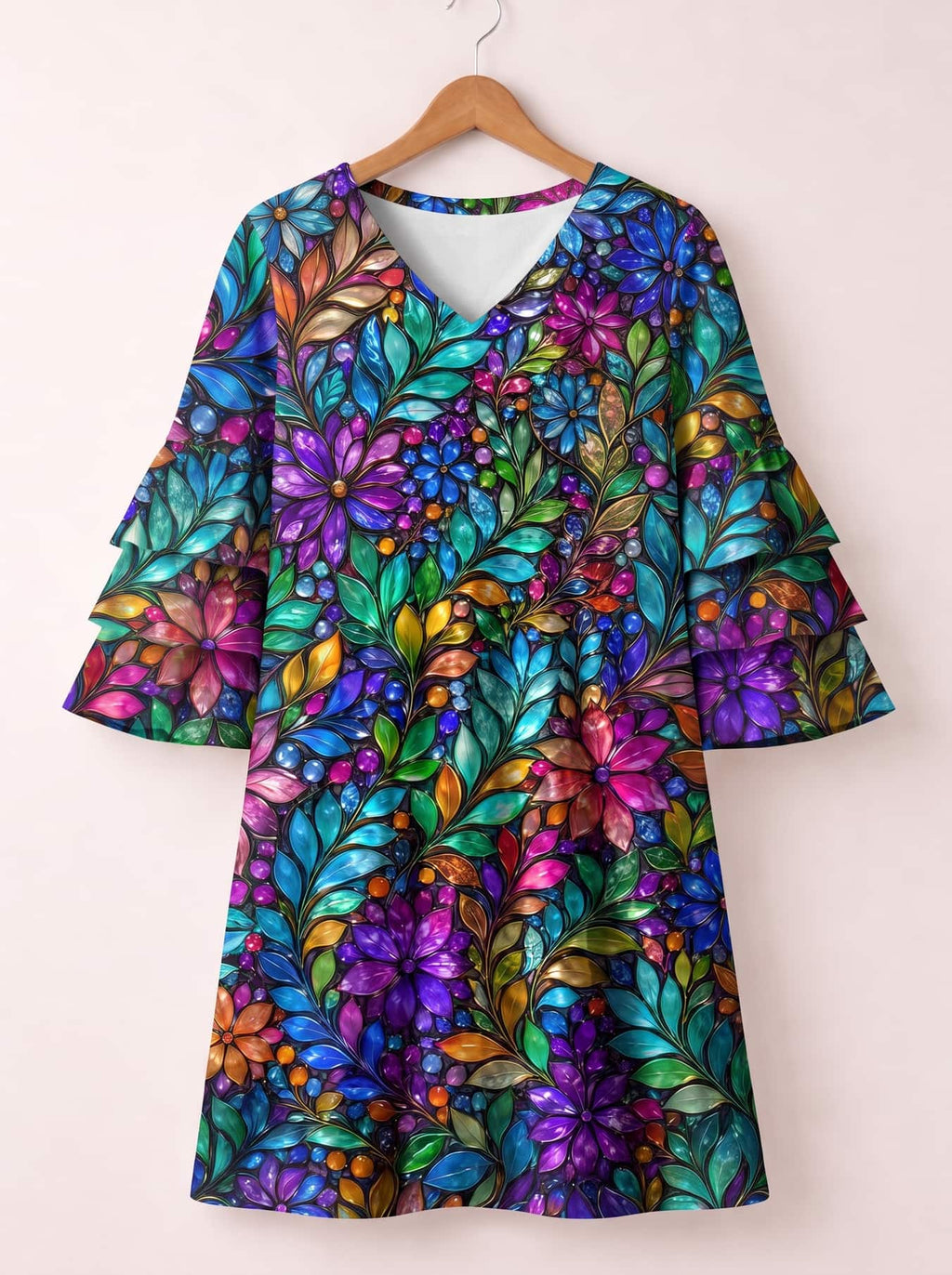 "Upinde" Stacked Ruffle Sleeve Dress