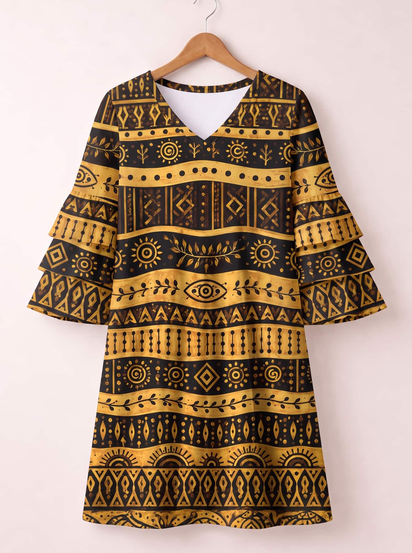 Baraka Stacked Ruffle Sleeve Dress