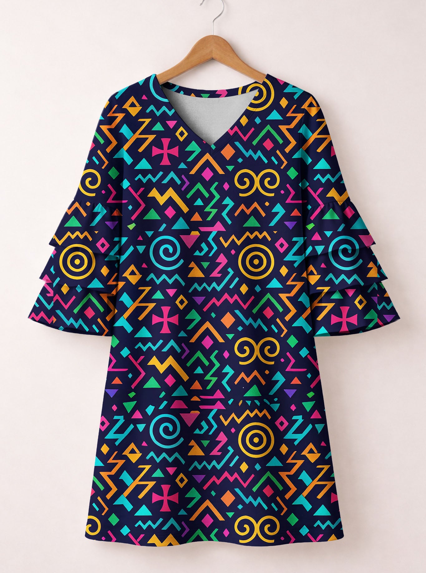 Ubuntu Stacked Ruffle Sleeve Dress