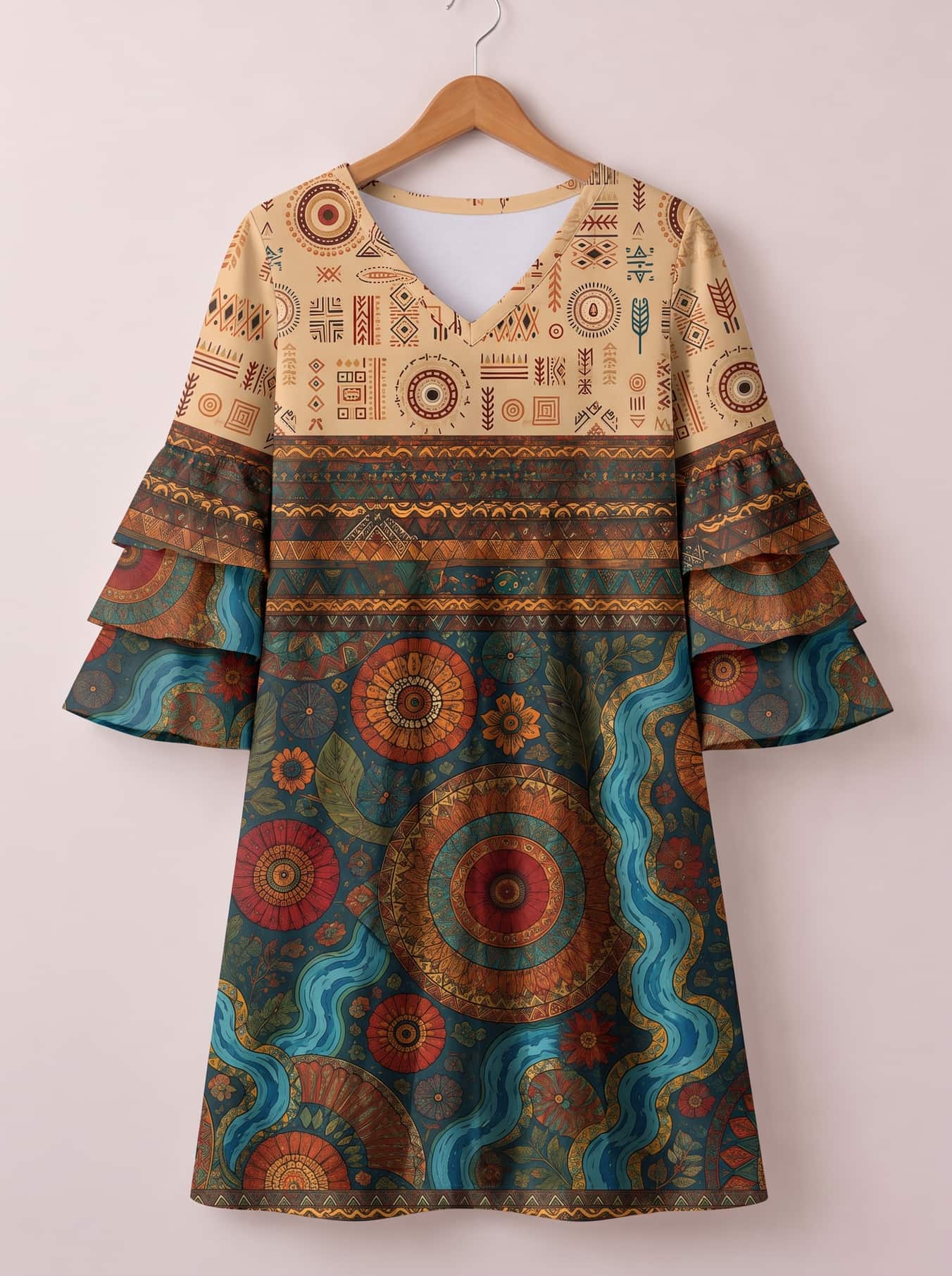 "Mto" Stacked Ruffle Sleeve Dress