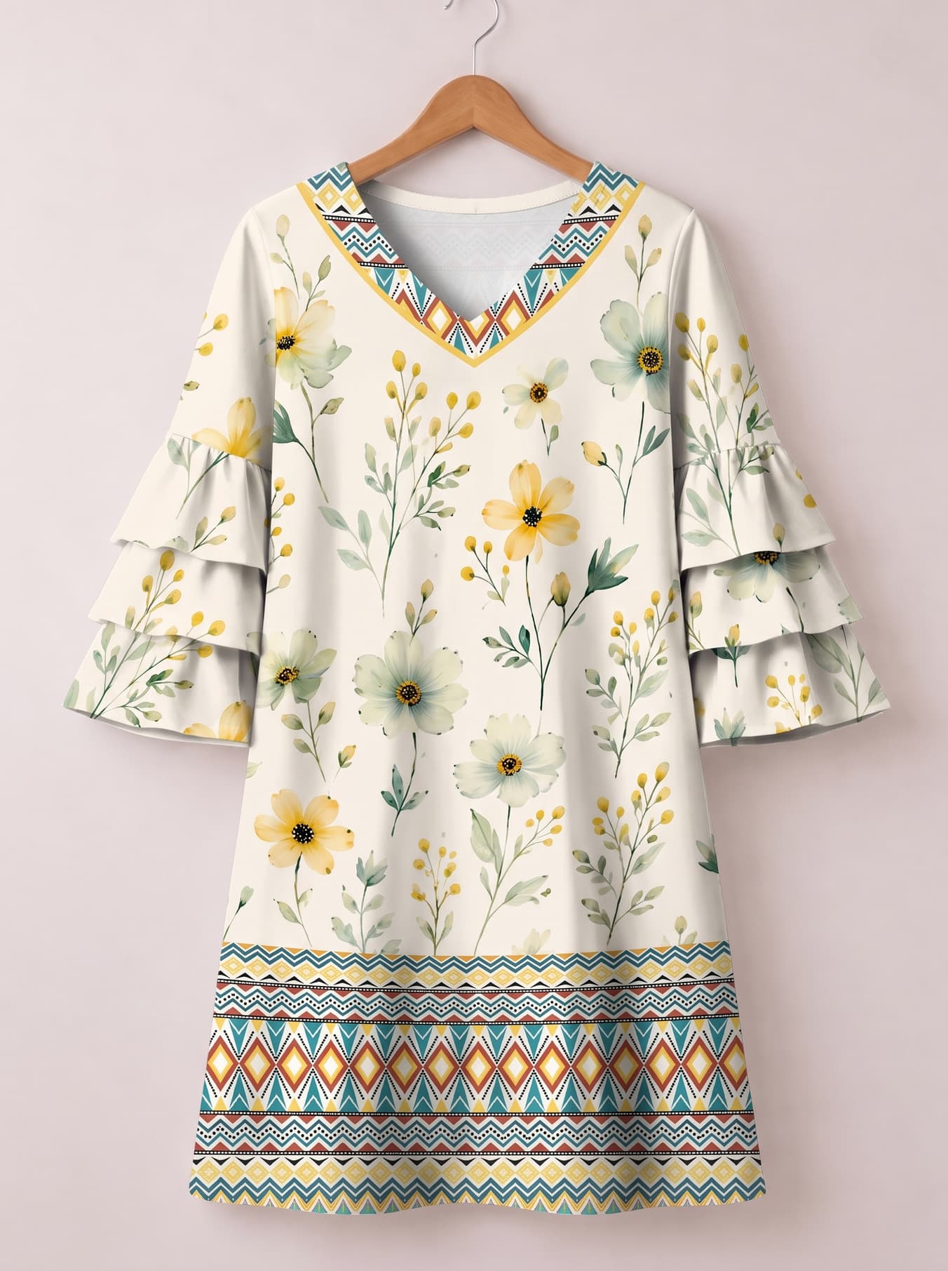 "Alizeti" Stacked Ruffle Sleeve Dress