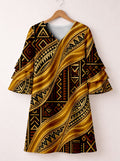 "Kahiko" Stacked Ruffle Sleeve Dress