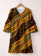 "Kahiko" Stacked Ruffle Sleeve Dress