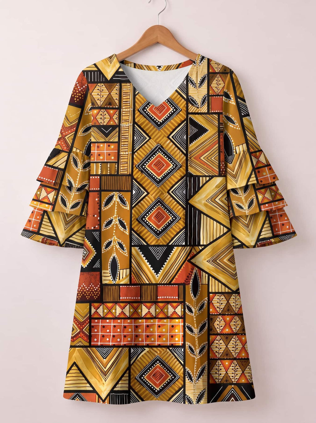 "Ardhi" Stacked Ruffle Sleeve Dress