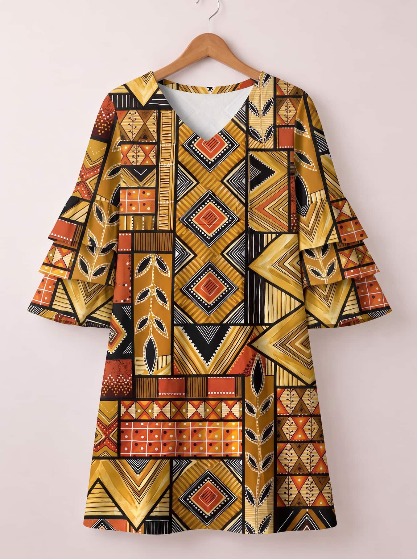 "Ardhi" Stacked Ruffle Sleeve Dress