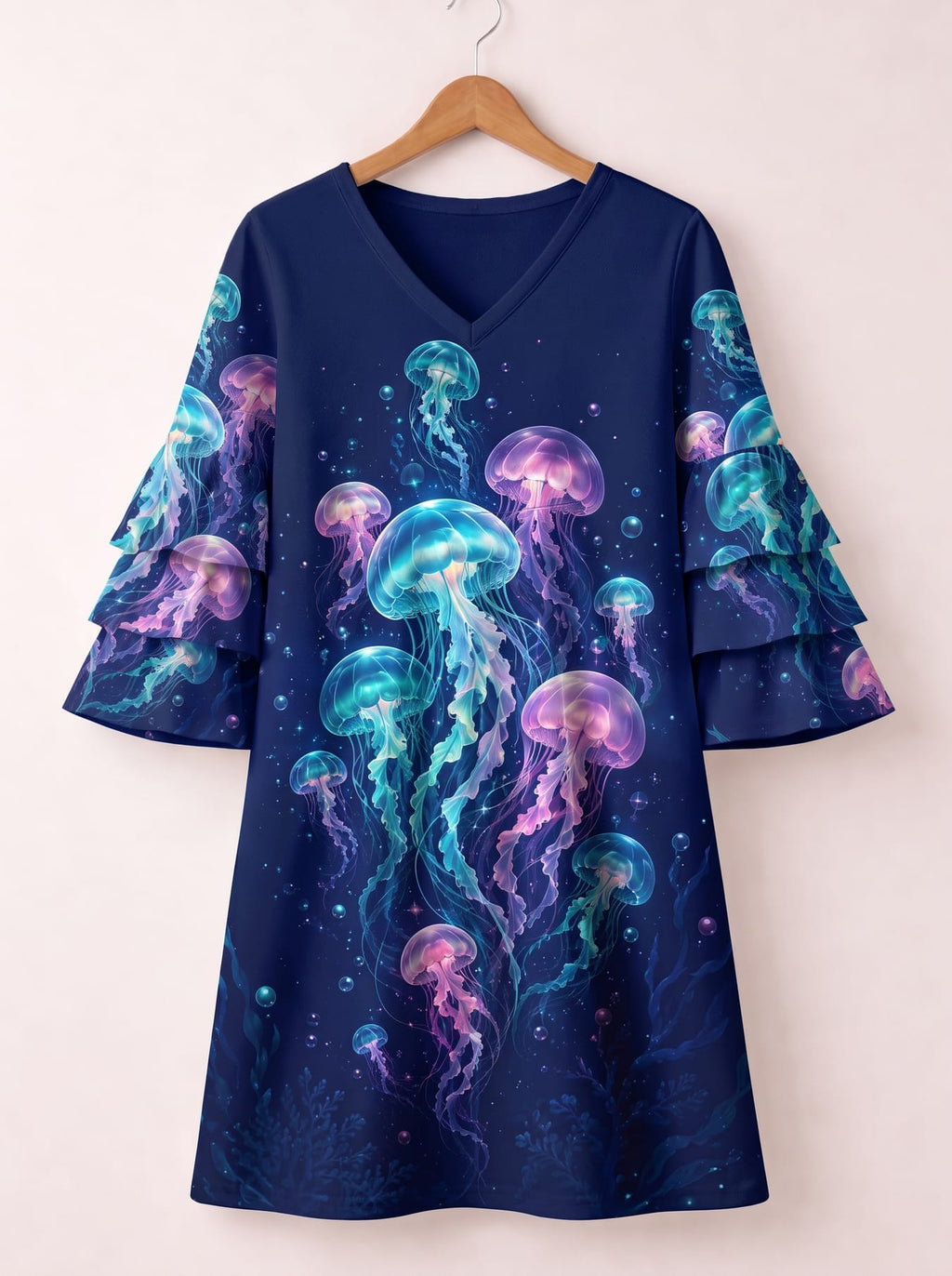 "Bahari" Stacked Ruffle Sleeve Dress