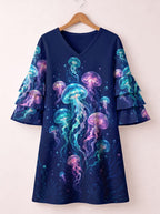 "Bahari" Stacked Ruffle Sleeve Dress