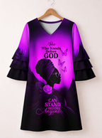 "Selah" Purple Stacked Ruffle Sleeve Dress