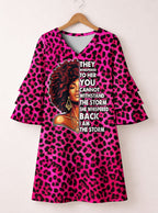 "Unstoppable" Pink Leopard Stacked Ruffle Sleeve Dress