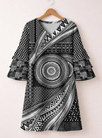 "Hoku" Stacked Ruffle Sleeve Dress