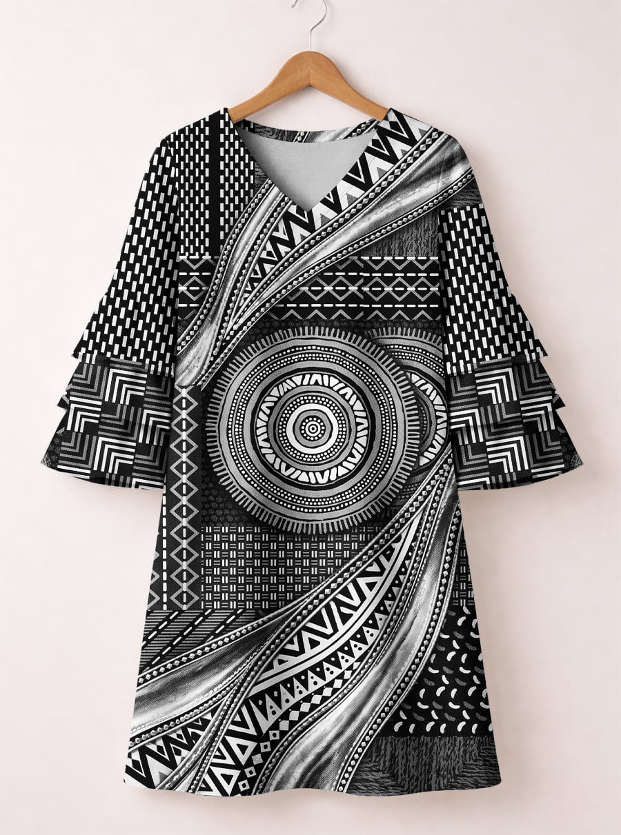 "Hoku" Stacked Ruffle Sleeve Dress
