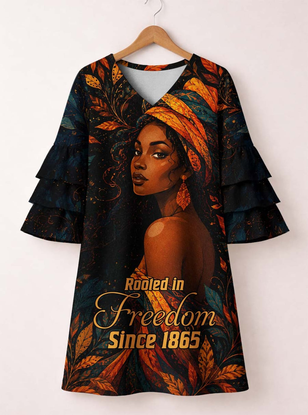"Huru" Stacked Ruffle Sleeve Dress