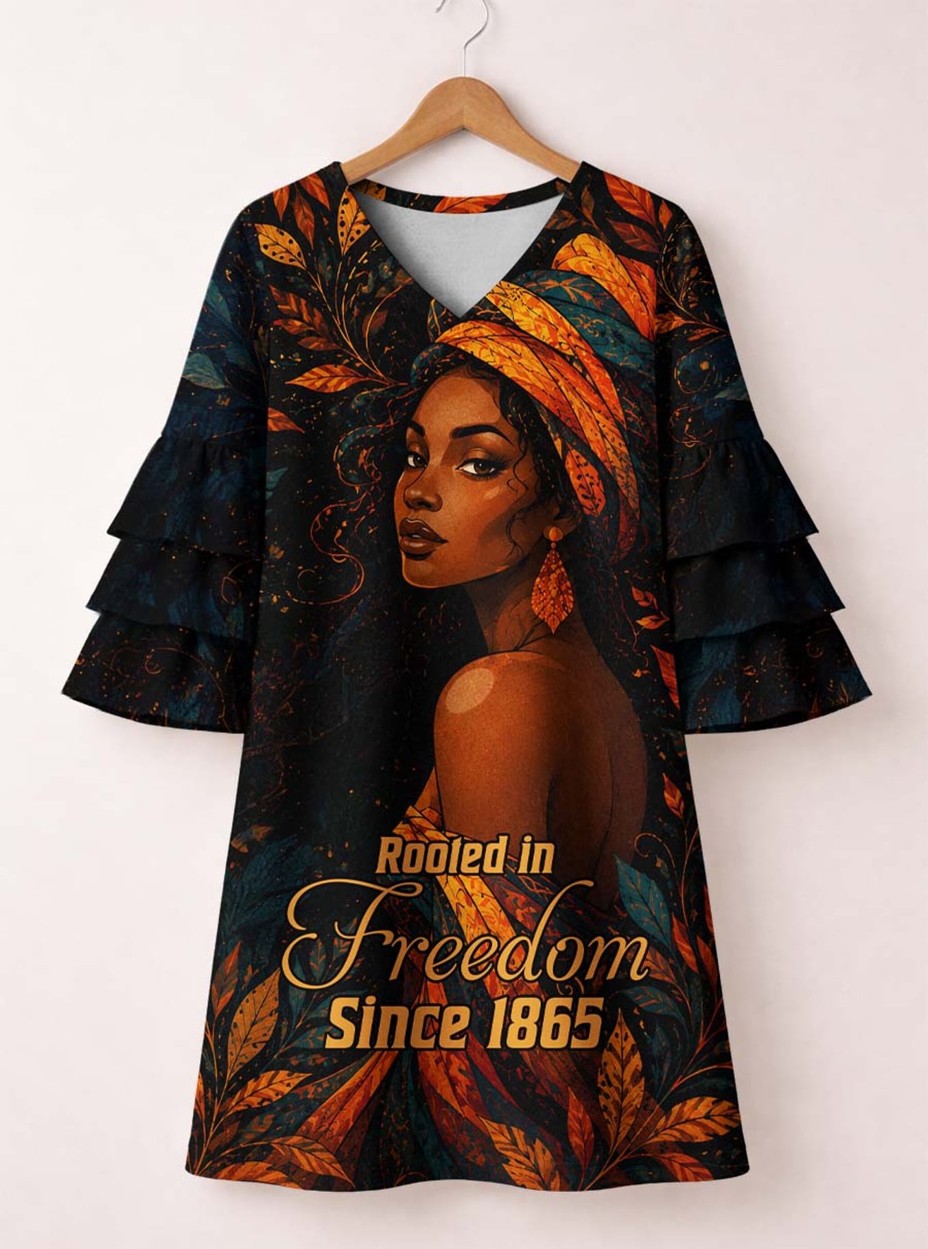 "Huru" Stacked Ruffle Sleeve Dress