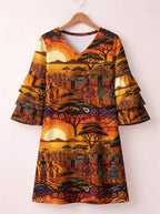 "Kijiji" Stacked Ruffle Sleeve Dress