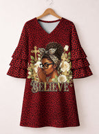 "Imani" Rouge Stacked Ruffle Sleeve Dress