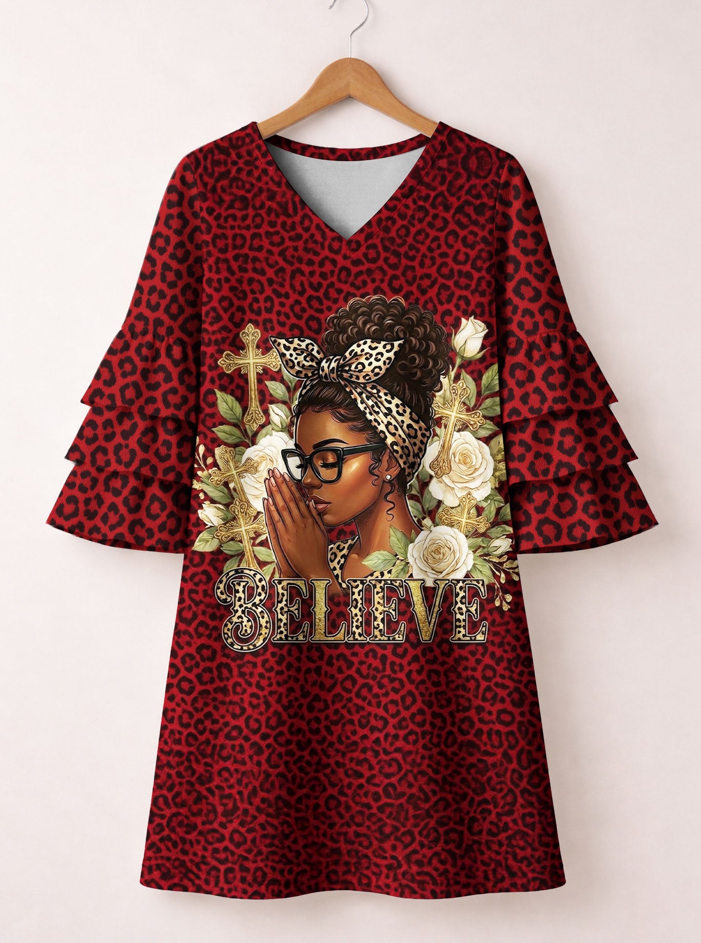 "Imani" Rouge Stacked Ruffle Sleeve Dress