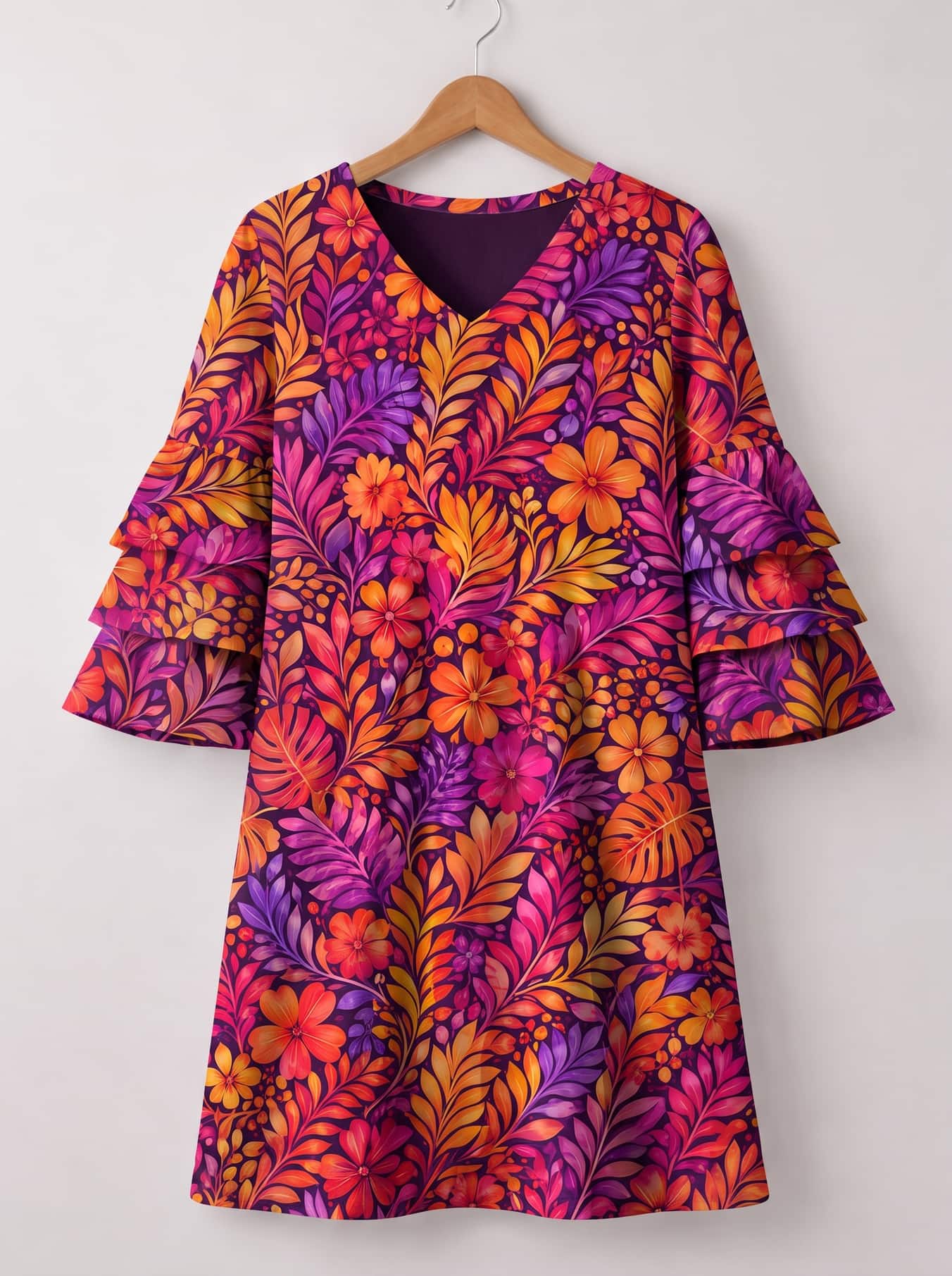 "Waridi" Stacked Ruffle Sleeve Dress