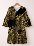 "Pualani" Stacked Ruffle Sleeve Dress
