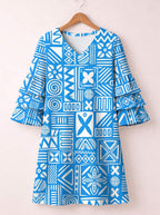 "Anga" Stacked Ruffle Sleeve Dress