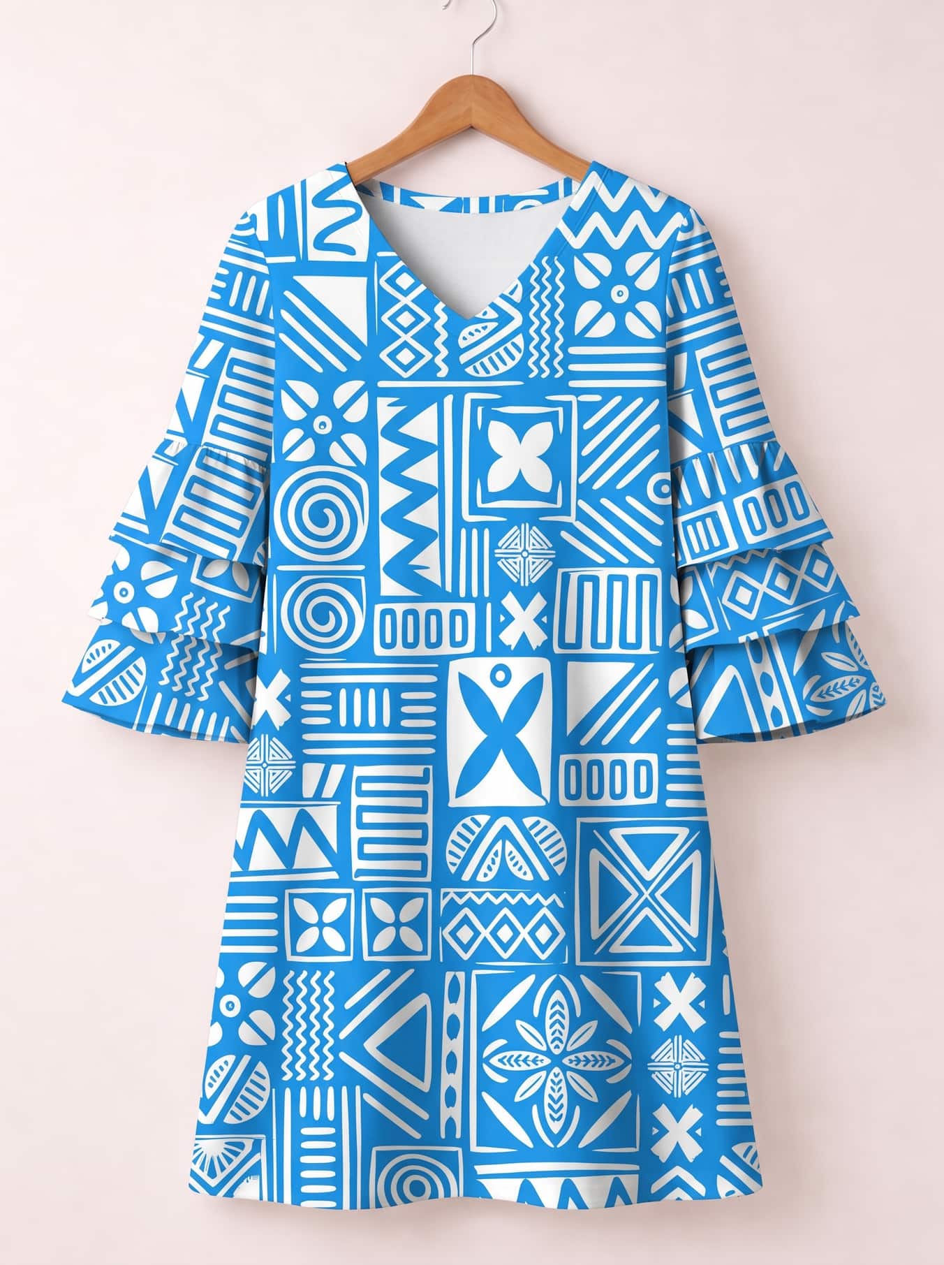 "Anga" Stacked Ruffle Sleeve Dress