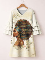 Gorgeous Black Queen Stacked Ruffle Sleeve Dress