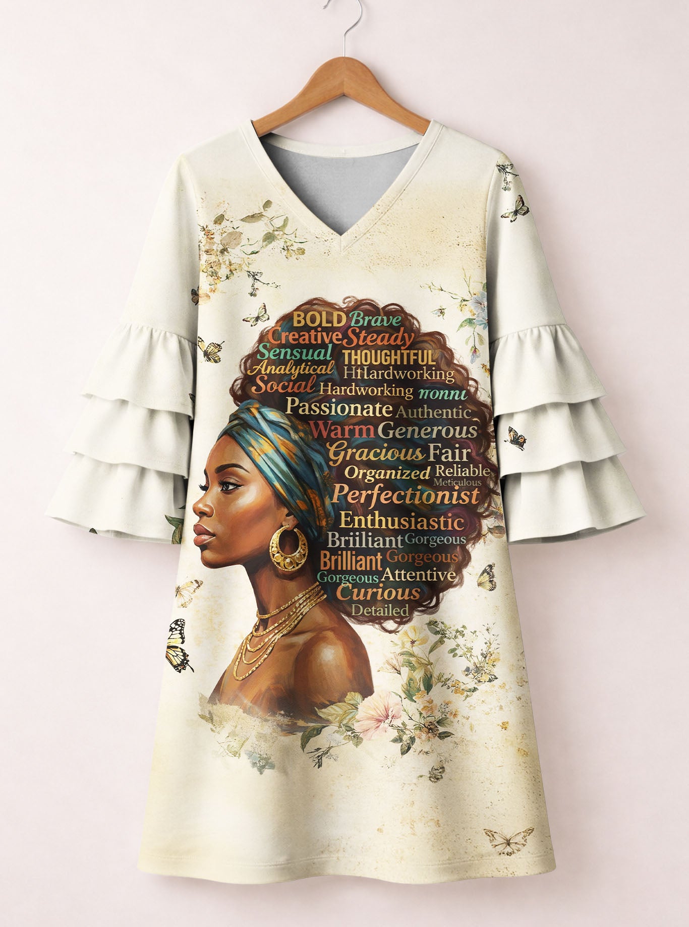 Gorgeous Black Queen Stacked Ruffle Sleeve Dress