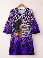 "Unstoppable" Amethyst Leopard Stacked Ruffle Sleeve Dress