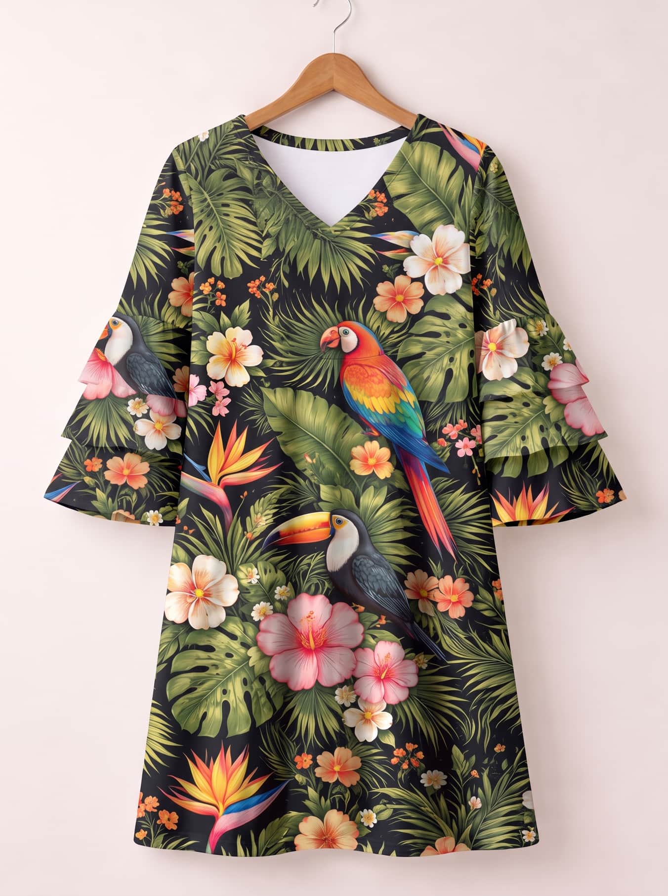 "Kasuku" Stacked Ruffle Sleeve Dress