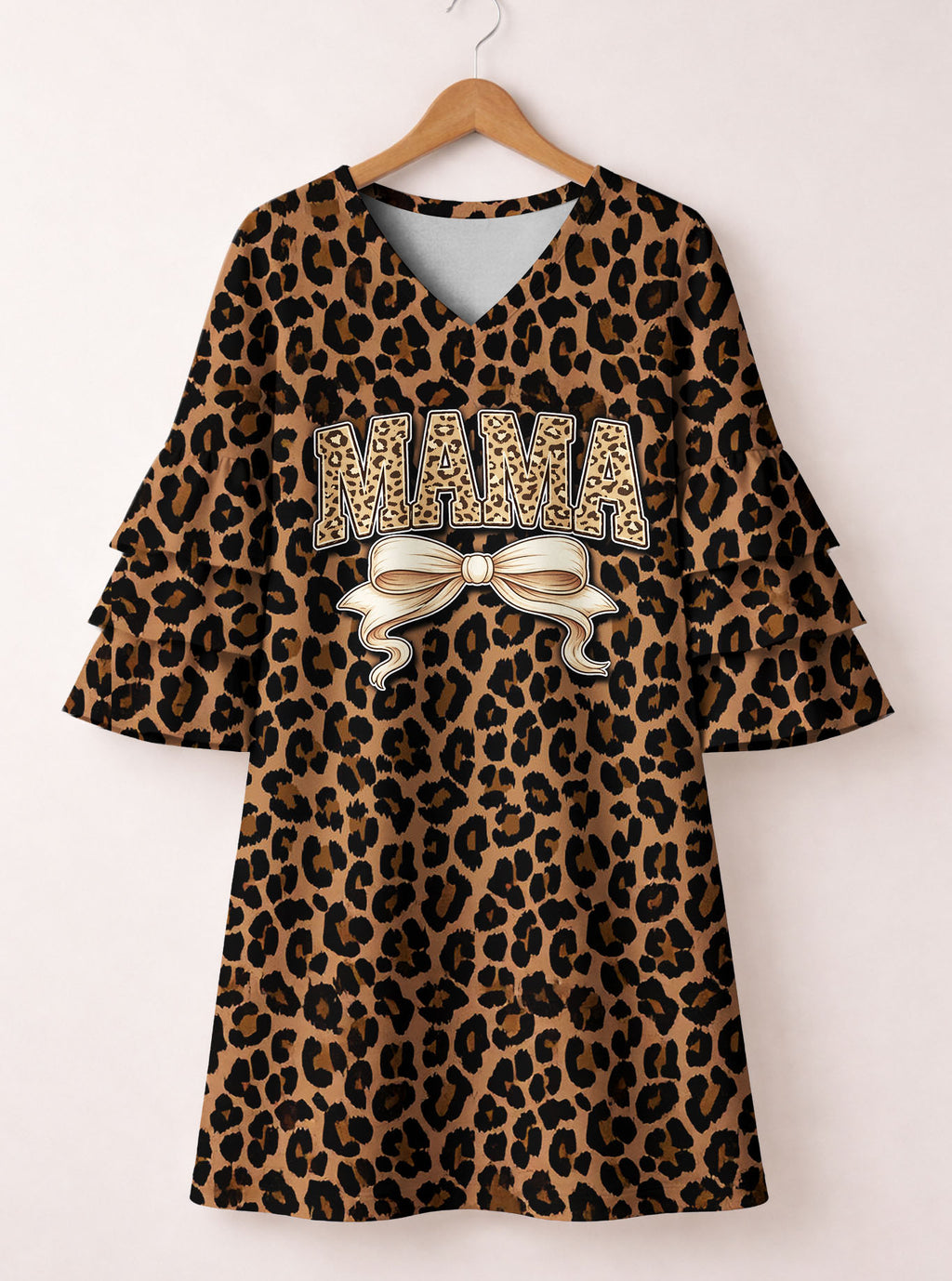 Mama Stacked Ruffle Sleeve Dress