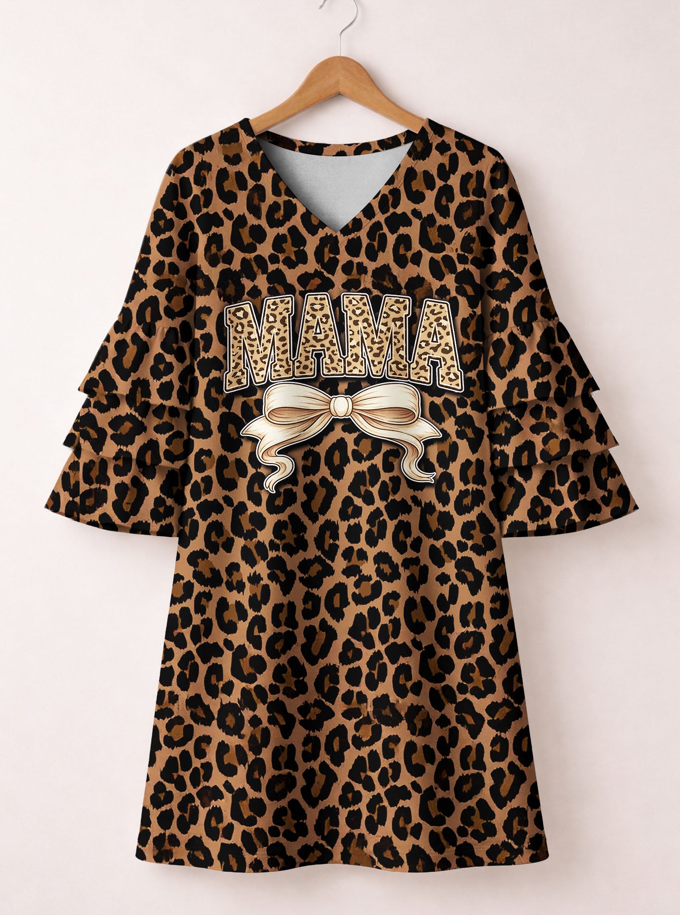 Mama Stacked Ruffle Sleeve Dress
