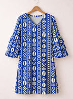 "Oshun" Royal Blue Stacked Ruffle Sleeve Dress