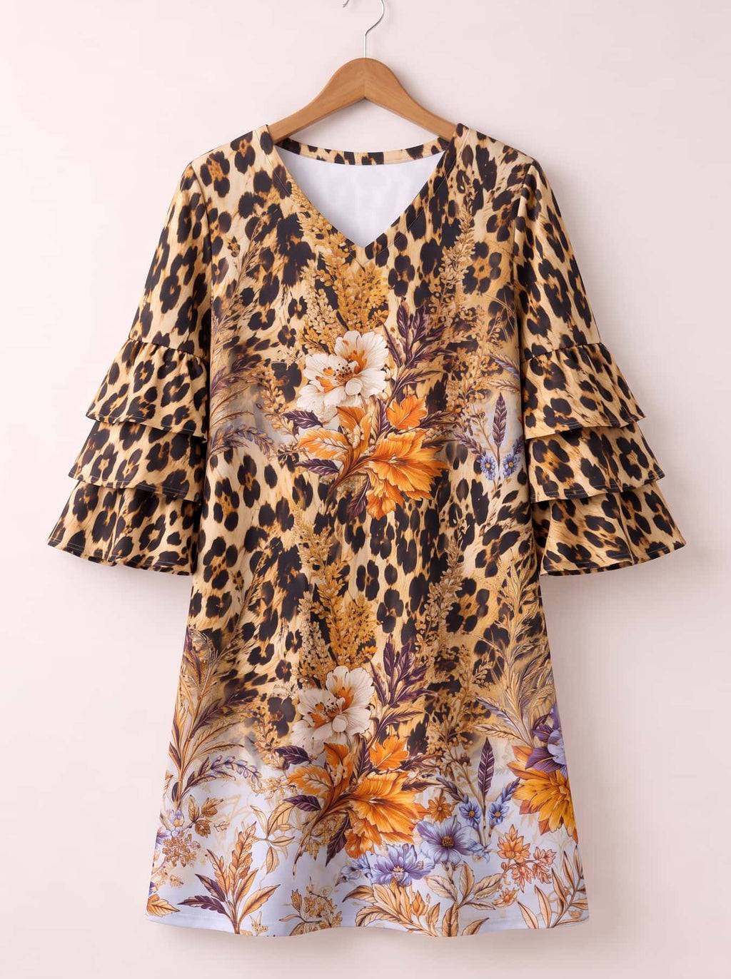"Madoa" Stacked Ruffle Sleeve Dress