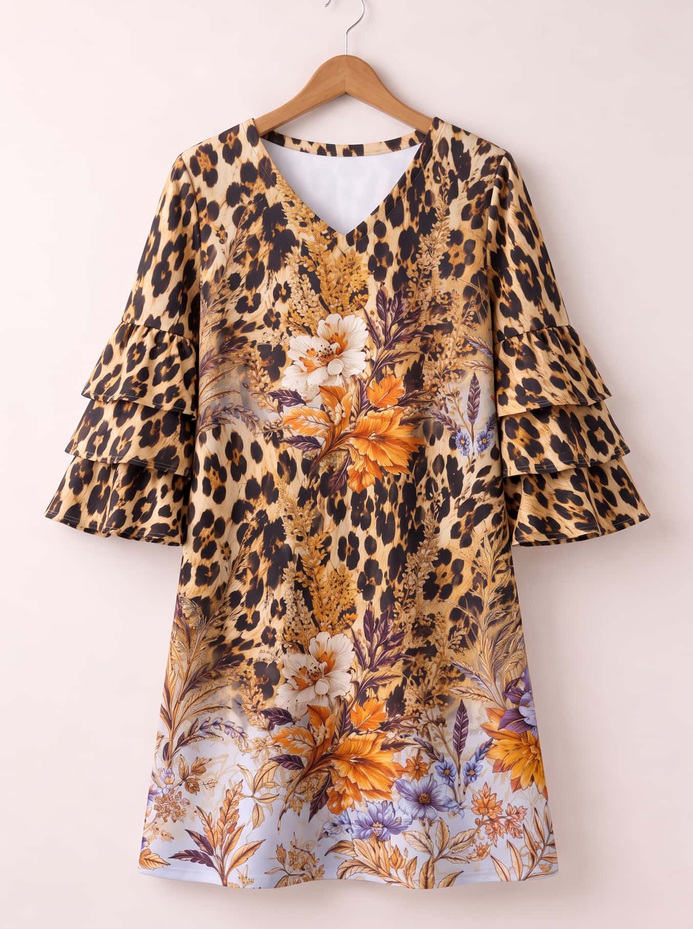 "Madoa" Stacked Ruffle Sleeve Dress