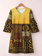 "Manjano" Stacked Ruffle Sleeve Dress