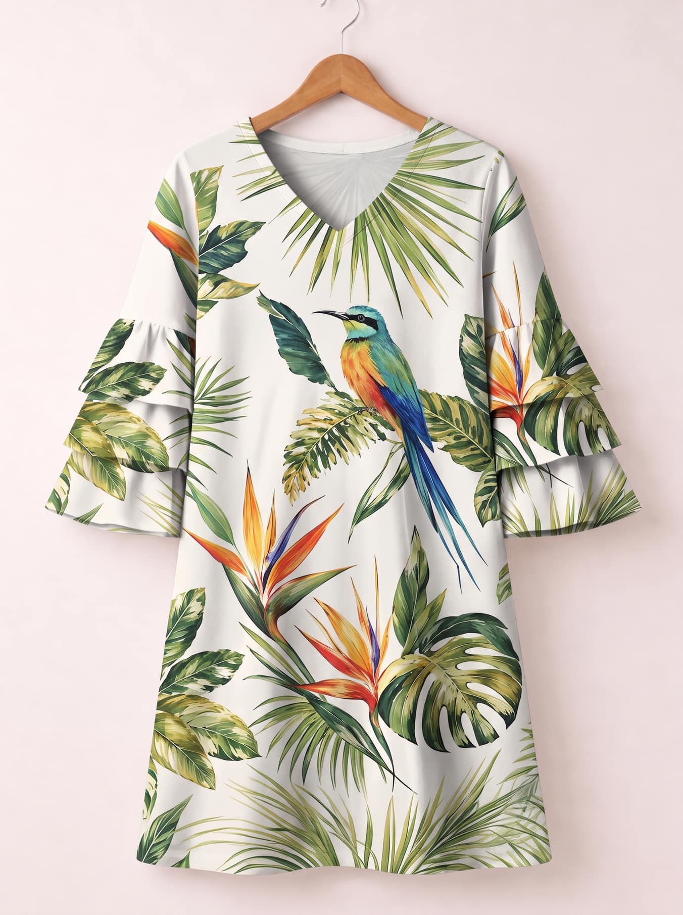 "Ndege" Stacked Ruffle Sleeve Dress