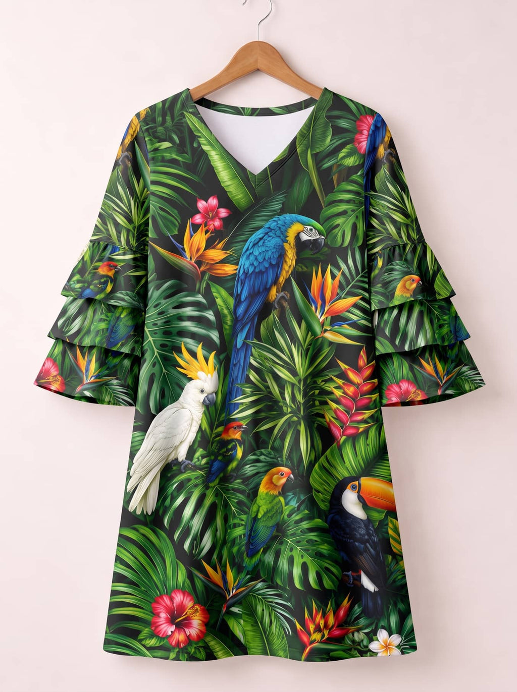 "Manyoya" Stacked Ruffle Sleeve Dress